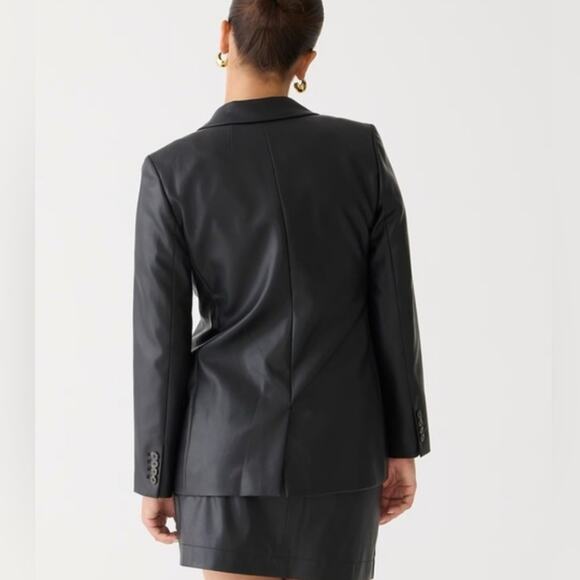 NEW J. Crew Willa Classic Black Faux Leather Blazer Size 6 - Picture 4 of 15